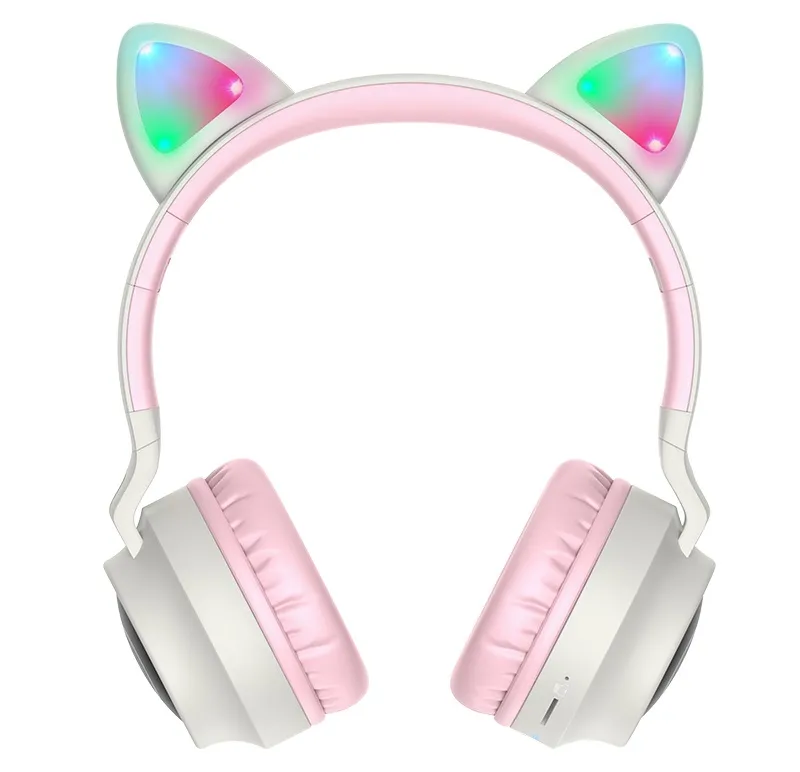 Bluetooth-гарнітура Hoco W27 Cat Ear Grey/Pink (W27GP) - мініатюра 2