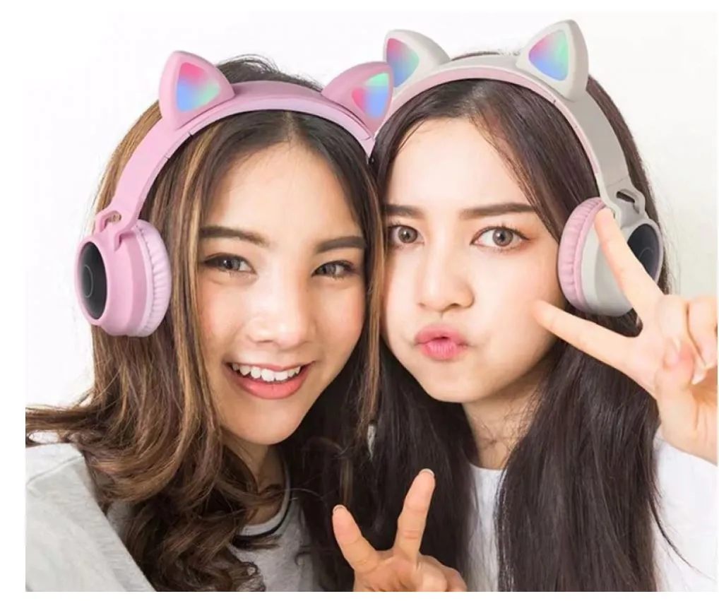Bluetooth-гарнітура Hoco W27 Cat Ear Grey/Pink (W27GP) - мініатюра 4