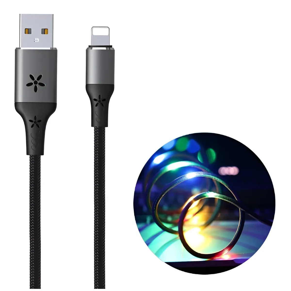 Кабель Remax RC-133i EL Luminous (Sound-Activated) USB - Lightning (M/M), 1 м Black (6954851297567) - мініатюра 3