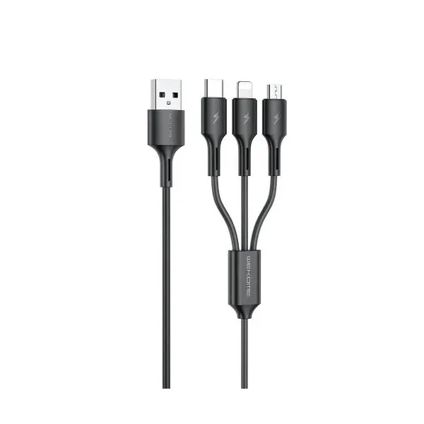 Кабель WK WDC-137 Upine Series 3-in-1 USB - Lightning + micro USB + USB Type-C (M/M), 1.2 м, Black (6941027616284) - зображення 1