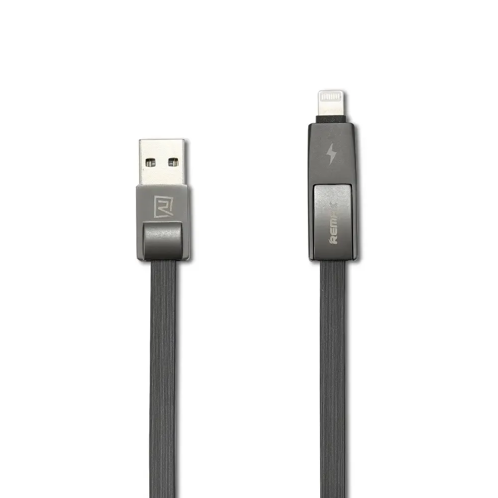 Кабель Remax RC-042t Strive USB - Lightning + micro USB (M/M), 1 м, Black (6954851272939) - зображення 1