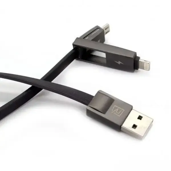 Кабель Remax RC-042t Strive USB - Lightning + micro USB (M/M), 1 м, Black (6954851272939) - мініатюра 2