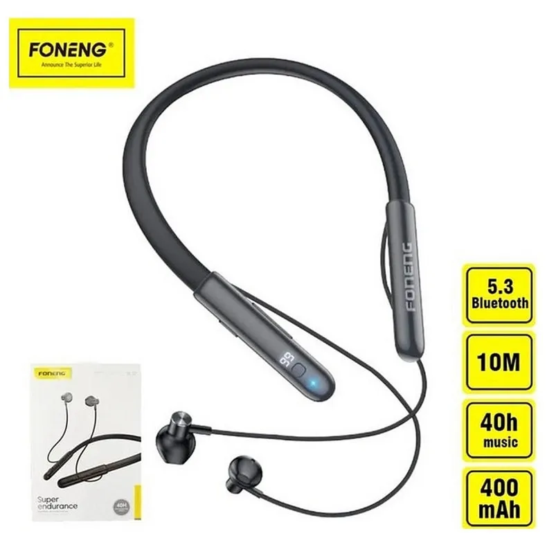 Bluetooth-гарнітура Foneng BL37 Digital Display Neckband Bluetooth Earphone (BL37-BE-DDN) - мініатюра 2