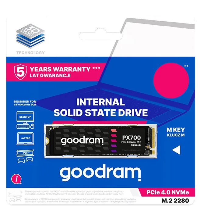 Накопичувач SSD 1TB Goodram PX700 M.2 2280 PCIe 4.0 x4 NVMe 3D NAND (SSDPR-PX700-01T-80) - мініатюра 4