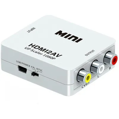 Конвертер Mini, HDMI to AV, ВИХІД 3RCA (мама) на ВХІД HDMI (мама), 720P / 1080P, White, BOX - мініатюра 2