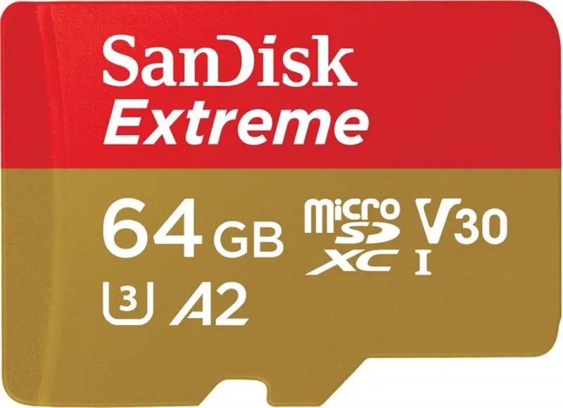 Карта пам`ятi MicroSDXC 64GB C10 UHS-I SanDisk Extreme V30 U3 R170/W80MB/s + SD (SDSQXAH-064G-GN6MA) - зображення 1