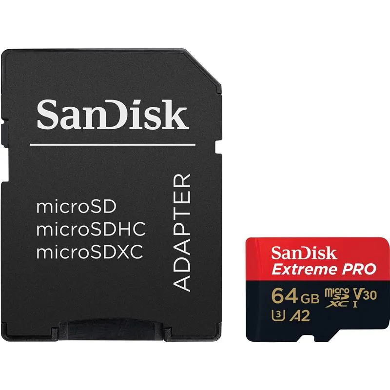 Карта пам`ятi MicroSDXC 64GB UHS-I U3 R200/W90MB/s SanDisk Extreme Pro V30 + SD-адаптер (SDSQXCU-064G-GN6MA) - зображення 1