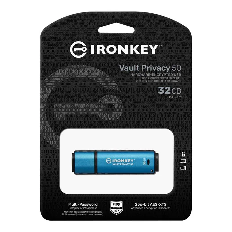 Флеш-накопичувач USB3.2 32GB Kingston IronKey Vault Privacy 50 Type-A Blue (IKVP50/32GB) - мініатюра 5