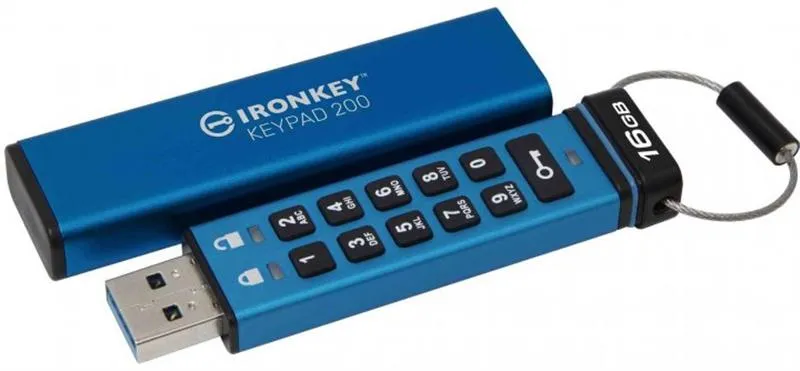 Флеш-накопичувач USB3.2 16GB Kingston IronKey Keypad 200 Type-A Blue (IKKP200/16GB) - мініатюра 3
