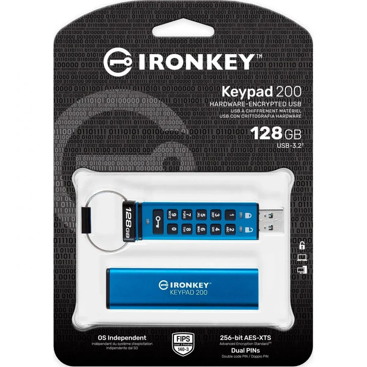 Флеш-накопичувач USB3.2 128GB Kingston IronKey Keypad 200 Type-A Blue (IKKP200/128GB) - мініатюра 7