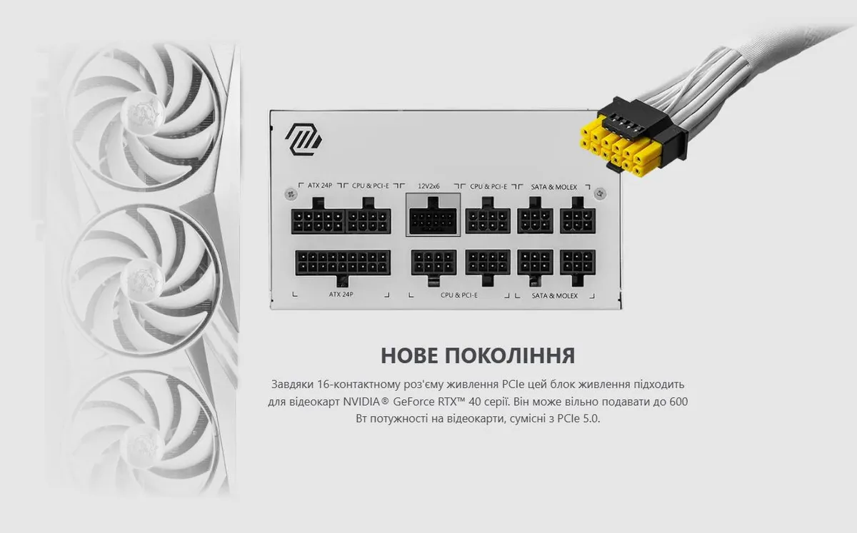 Блок живлення MSI MAG A850GL PCIE5 White 850W - мініатюра 9