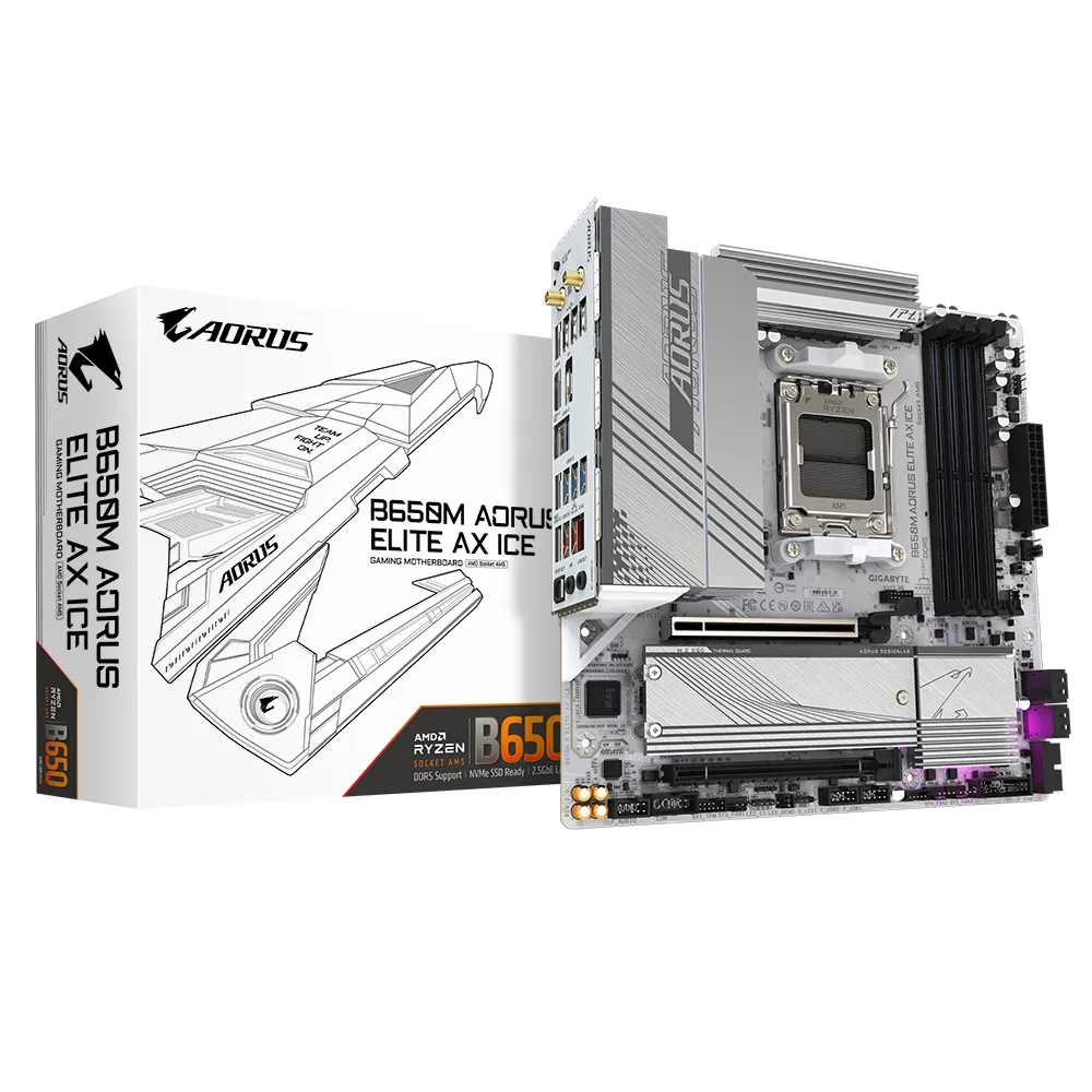 Материнська плата Gigabyte B650M Aorus Elite AX Ice Socket AM5 - зображення 1