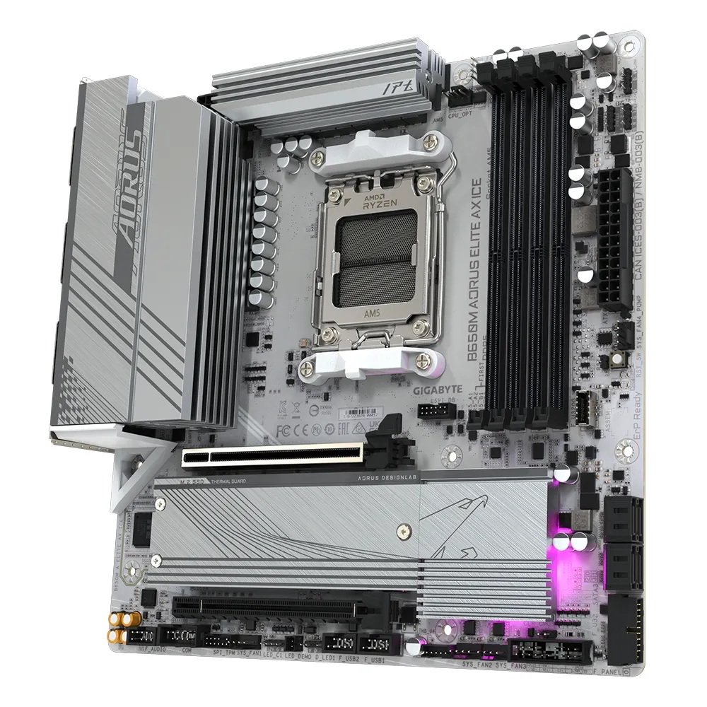 Материнська плата Gigabyte B650M Aorus Elite AX Ice Socket AM5 - мініатюра 4