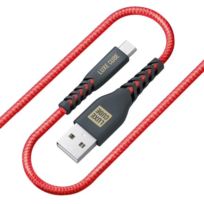 Кабель Luxe Cube Kevlar USB-microUSB (M/M), 1.2 м, червоний (8886998686264) - зображення 1