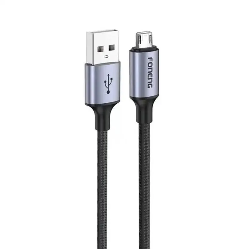 Кабель Foneng X95 Metal Head Braided Cable USB - micro USB 3A 1.2м Black (X95-CA-MU) - зображення 1