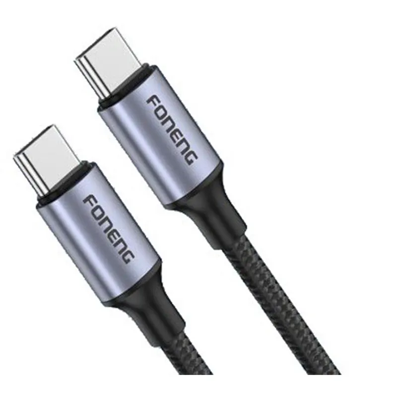 Кабель Foneng X95 Metal Head Braided Cable USB-C - USB-C (M/M) 60W 1.2 м Black (X95-CA-TCTC) - мініатюра 2