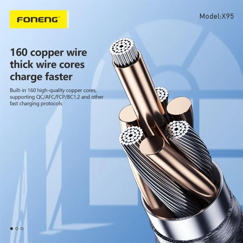 Кабель Foneng X95 Metal Head Braided Cable USB-C - Lightning (M/M) PD20W, 1.2 м, Black (X95-CA-TCIP) - мініатюра 2
