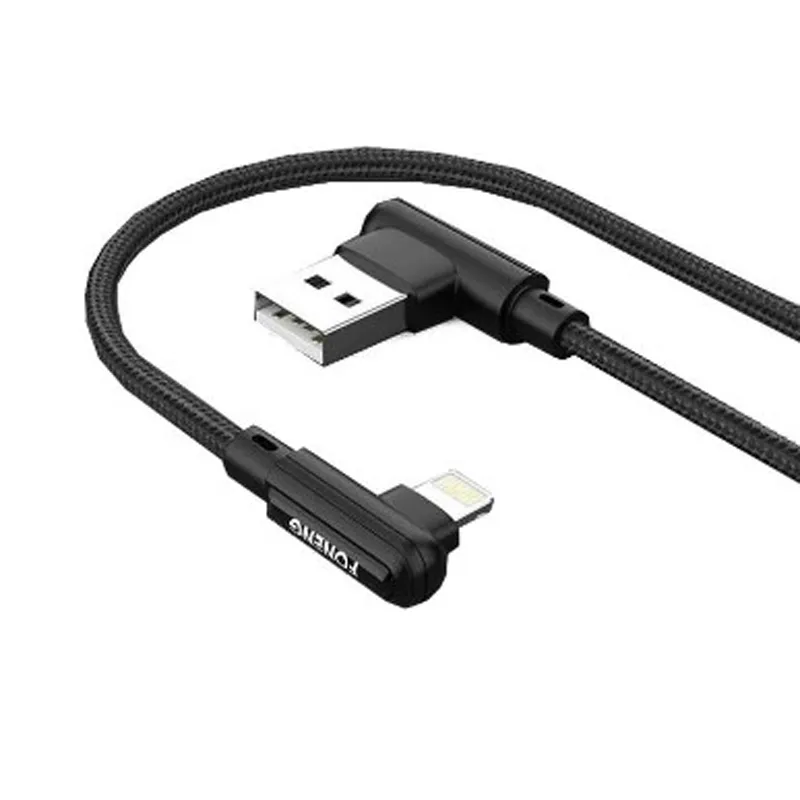 Кабель Foneng X70 90-degree Angle Gaming Cable (3A) USB - Lightning (M/M), 1 м, Black (X70-CA-DAG-IP) - зображення 1