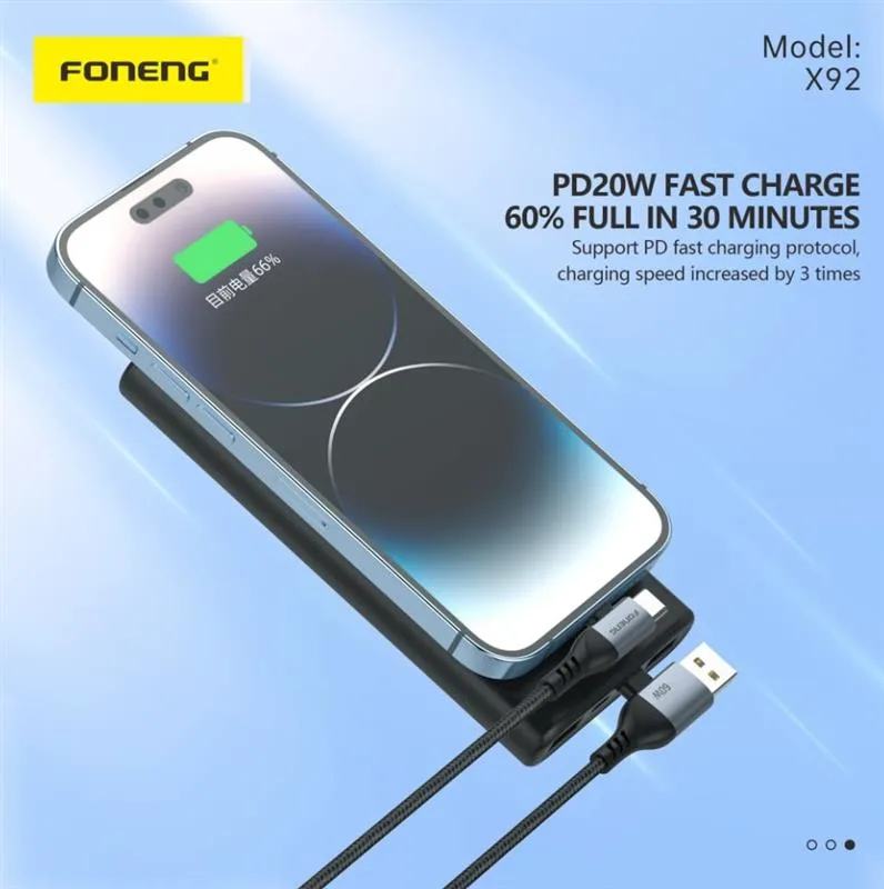 Кабель Foneng X92 4-in-1 (60W) USB/USB-C - USB-C/Lightning (M/M), 1 м, Black (X92-CA-FIO) - зображення 1