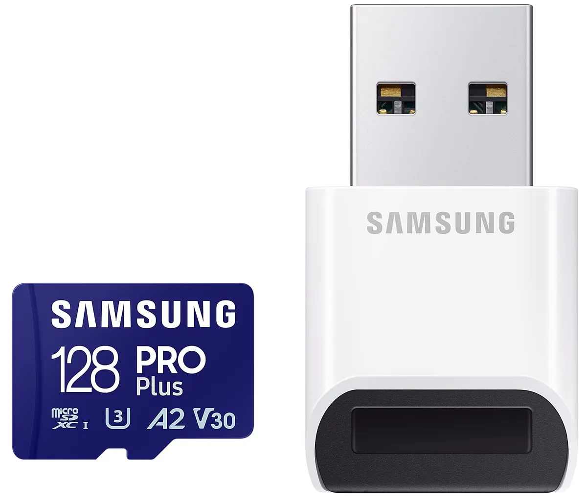 Карта пам`яті MicroSDXC 128GB UHS-I/U3 Samsung Pro Plus R180/W130MB/s + OTG Card reader (MB-MD128SB/WW) - мініатюра 2