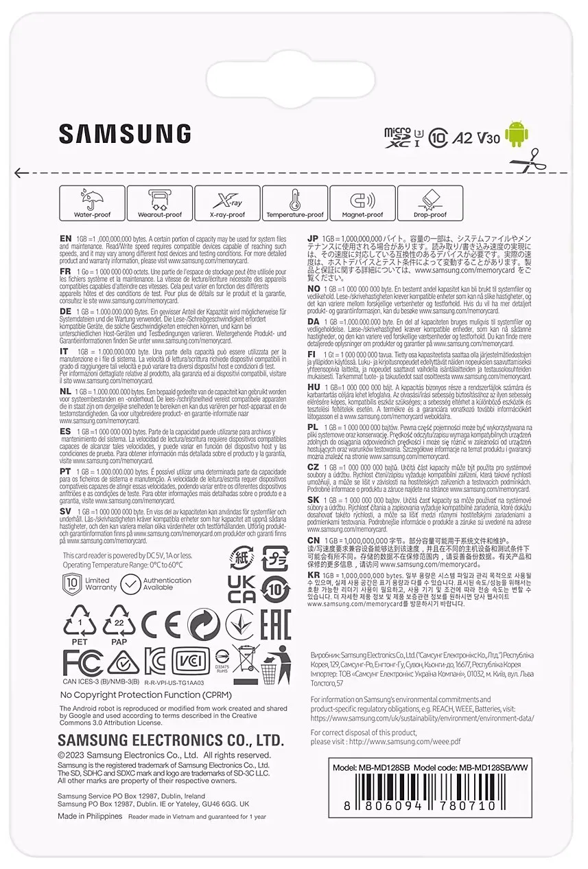 Карта пам`яті MicroSDXC 128GB UHS-I/U3 Samsung Pro Plus R180/W130MB/s + OTG Card reader (MB-MD128SB/WW) - мініатюра 5