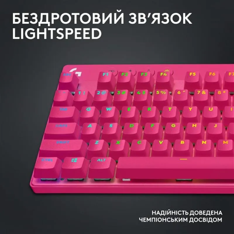 Клавiатура бездротова Logitech G PRO X TKL Lightspeed Magenta (920-012159) - мініатюра 3
