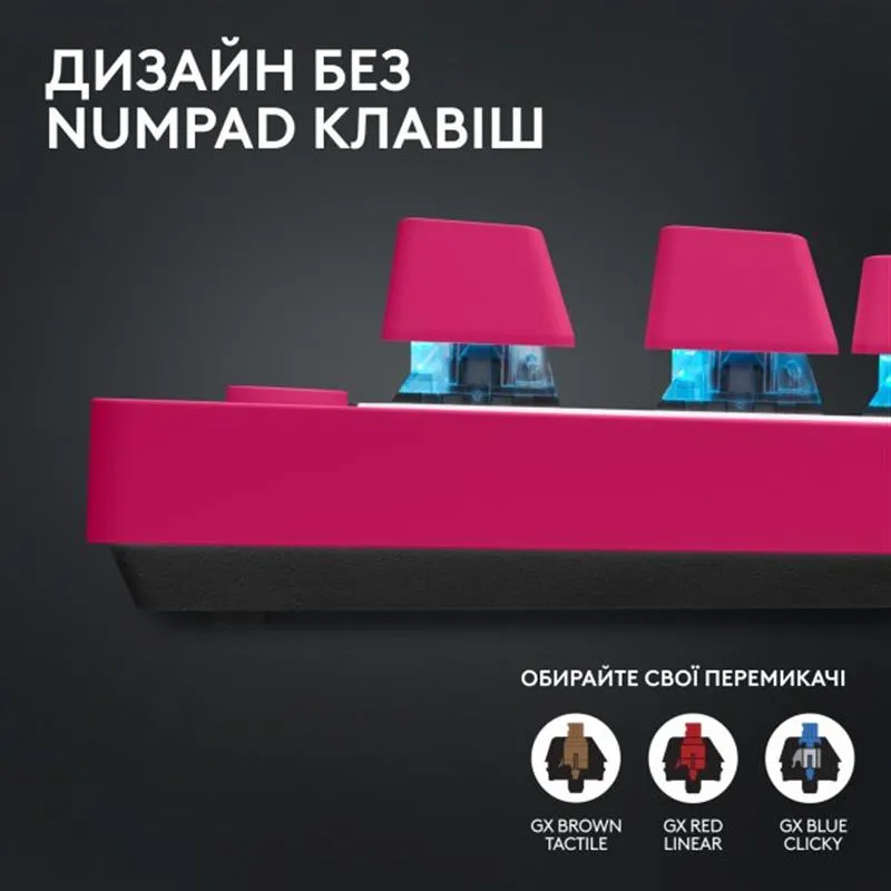 Клавiатура бездротова Logitech G PRO X TKL Lightspeed Magenta (920-012159) - мініатюра 4