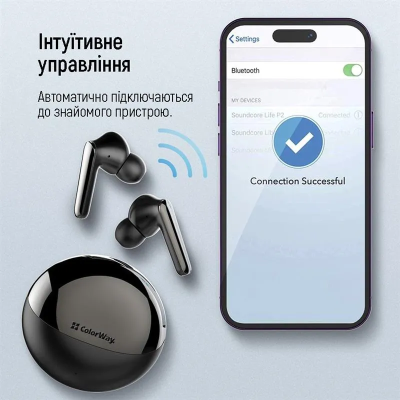 Bluetooth-гарнітура СolorWay TWS-3 Earbuds Black (CW-TWS3BK) - мініатюра 15