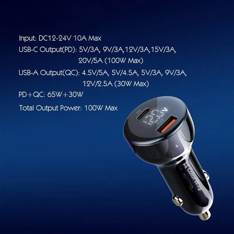 Автомобільний зарядний пристрій ColorWay Power Delivery Port PPS USB (USB-A + USB-C, 100W) PD, QC Black (CW-CHA044PD-BK) - мініатюра 16