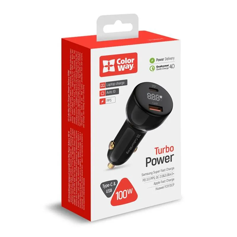 Автомобільний зарядний пристрій ColorWay Power Delivery Port PPS USB (USB-A + USB-C, 100W) PD, QC Black (CW-CHA044PD-BK) - мініатюра 17