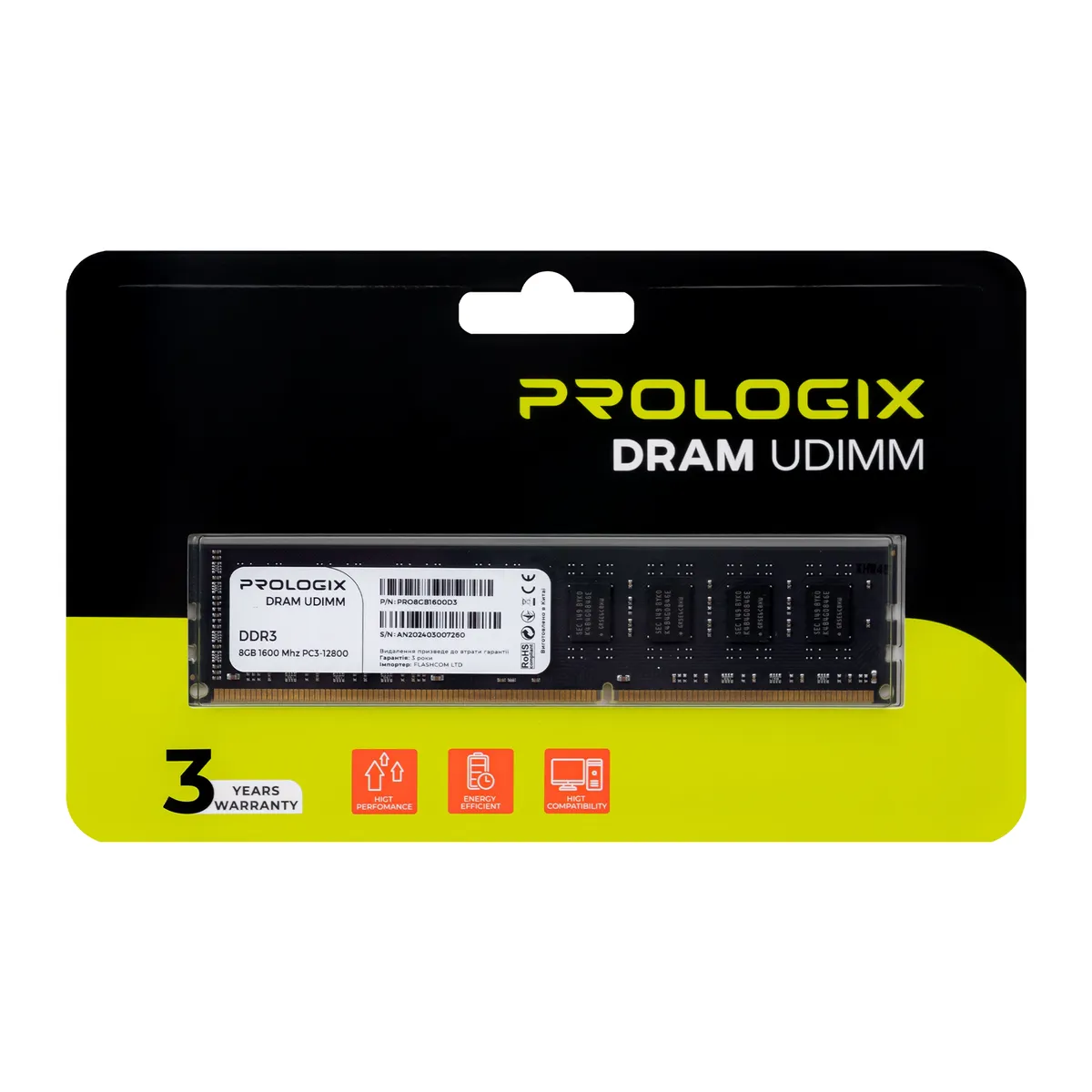 Модуль пам`ятi DDR3 8GB/1600 Prologix (PRO8GB1600D3) - мініатюра 4