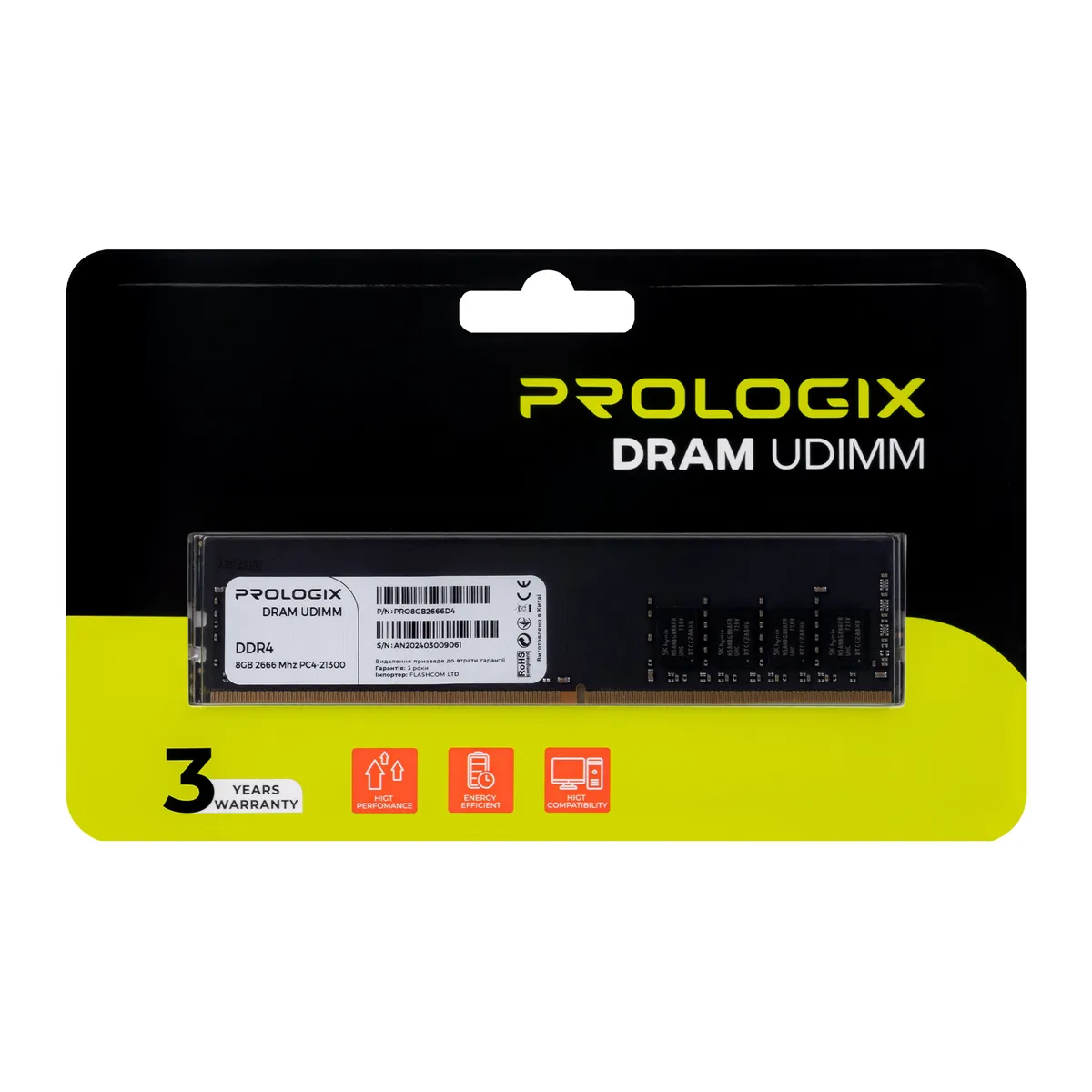 Модуль пам`ятi DDR4 8GB/2666 Prologix (PRO8GB2666D4) - мініатюра 4