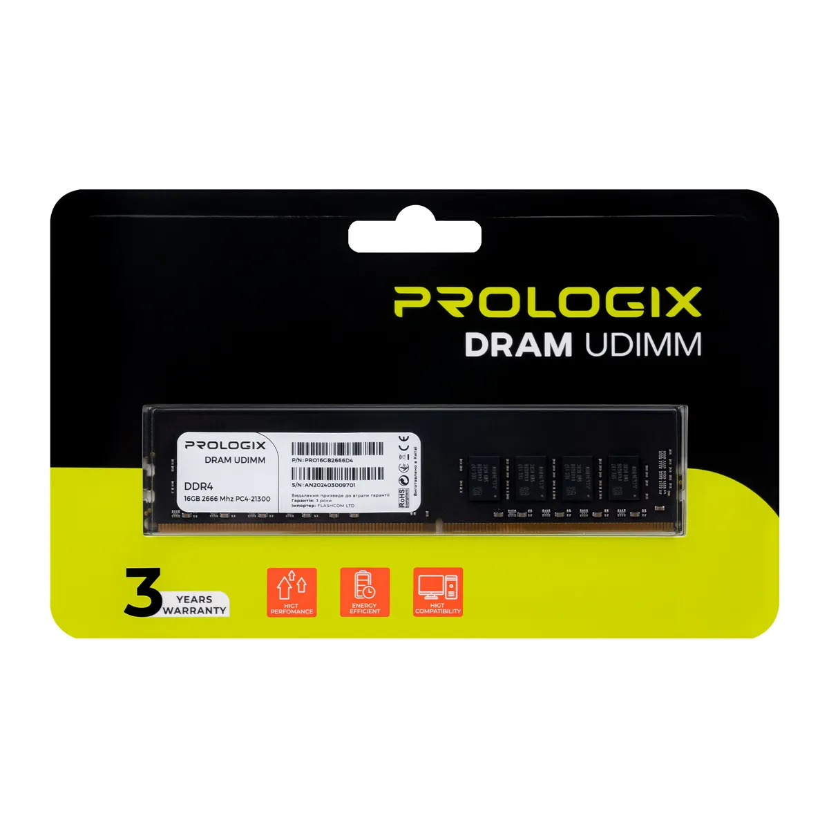 Модуль пам`ятi DDR4 16GB/2666 Prologix (PRO16GB2666D4) - мініатюра 4