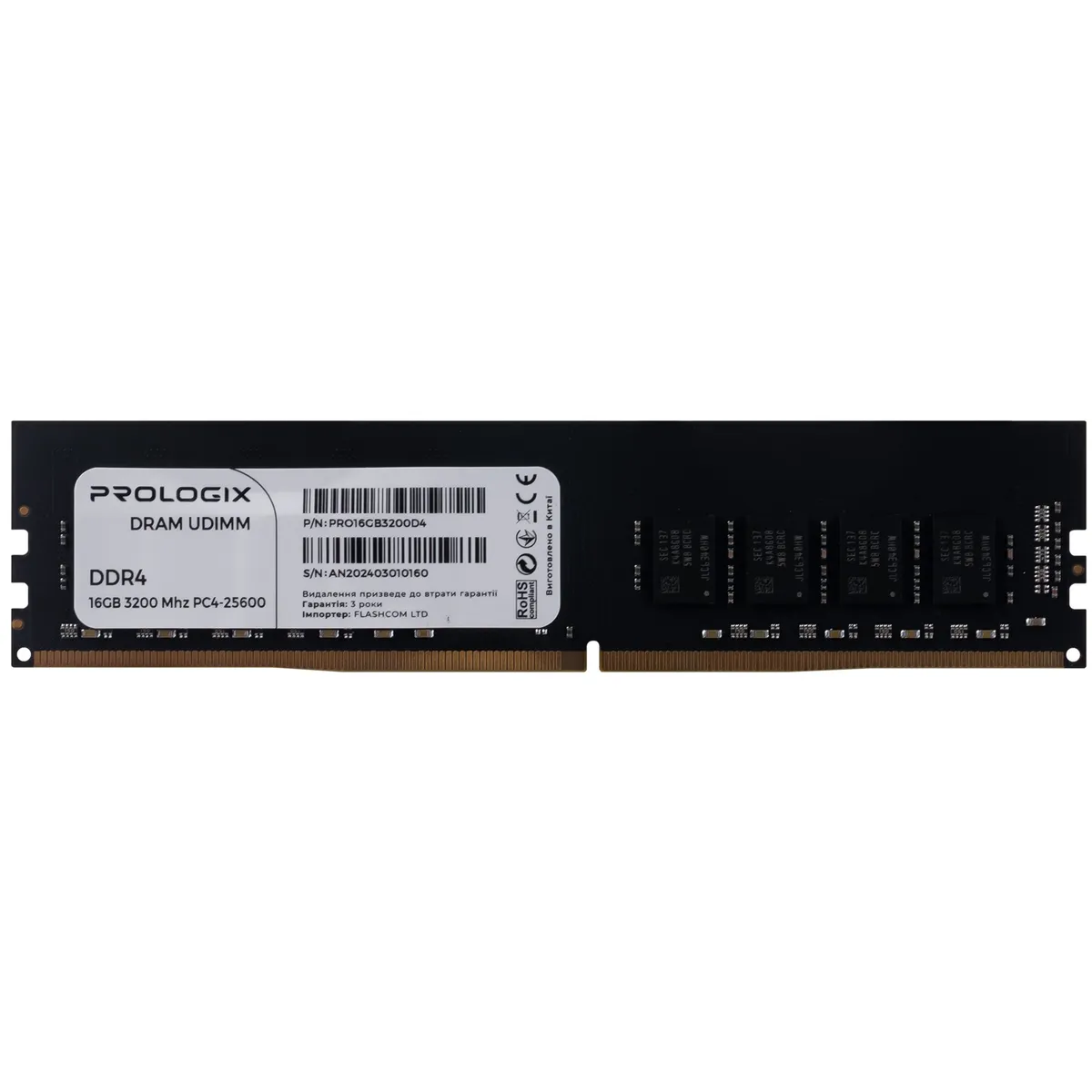 Модуль пам`ятi DDR4 16GB/3200 Prologix (PRO16GB3200D4) - зображення 1