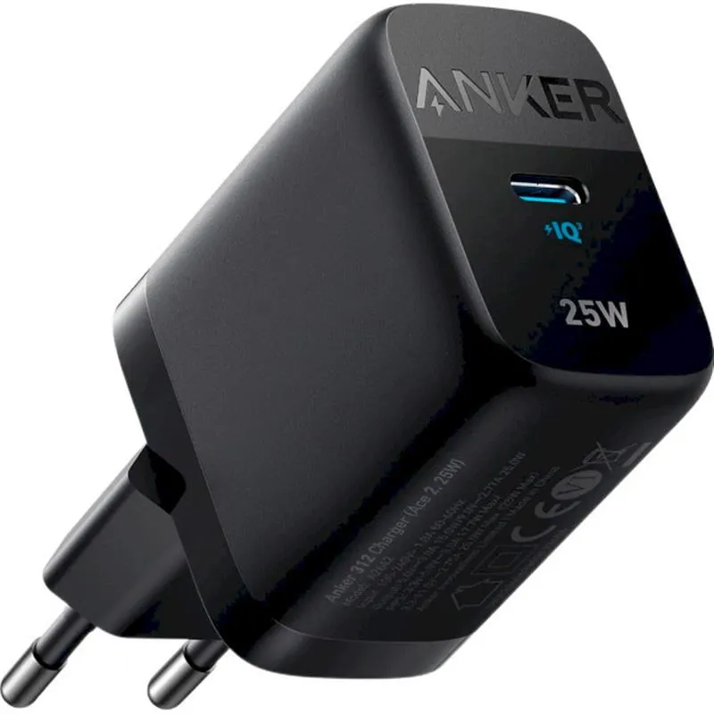 Мережевий зарядний пристрій Anker PowerPort 312 Black, 25 W USB Type-C (A2642G11) - зображення 1