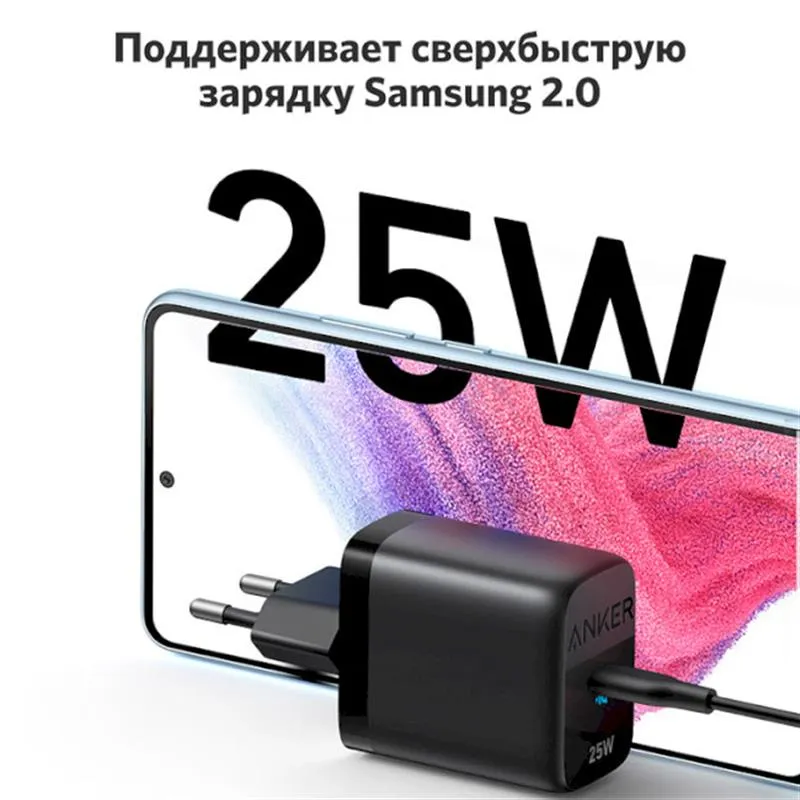 Мережевий зарядний пристрій Anker PowerPort 312 Black, 25 W USB Type-C (A2642G11) - мініатюра 2