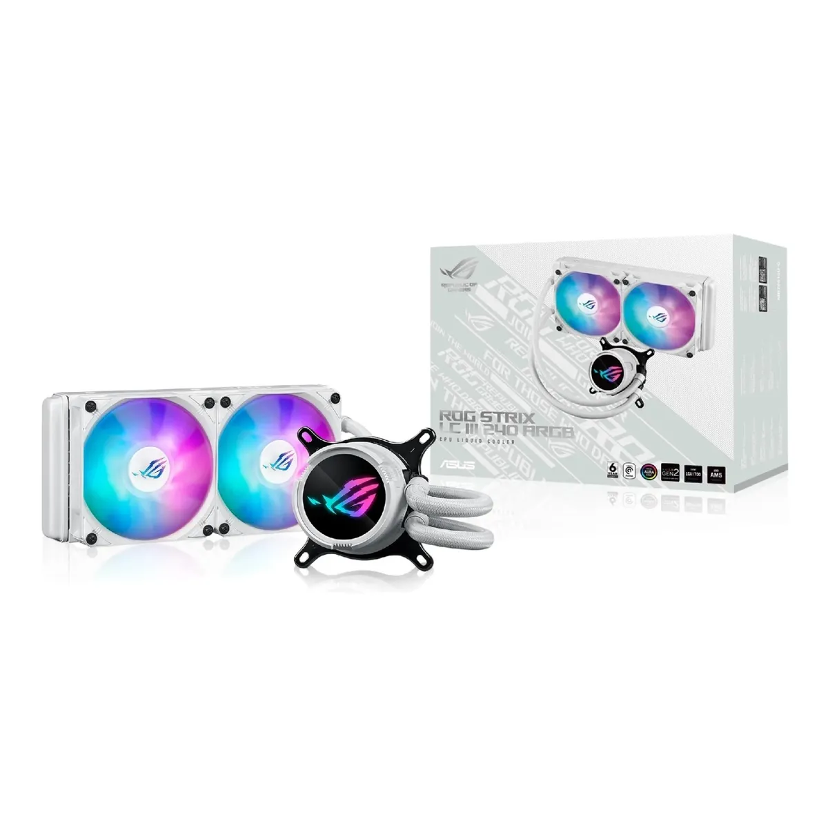Система водяного охолодження Asus ROG Strix LC III 240 ARGB WHT (90RC00S2-M0UAY0) - мініатюра 3