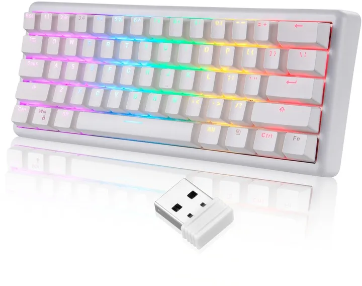 Клавіатура бездротова Motospeed SK66 Gateron Blue Hot Swap White (mtsk66wmb) - мініатюра 2