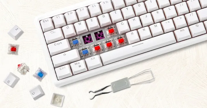 Клавіатура бездротова Motospeed SK66 Gateron Blue Hot Swap White (mtsk66wmb) - мініатюра 5