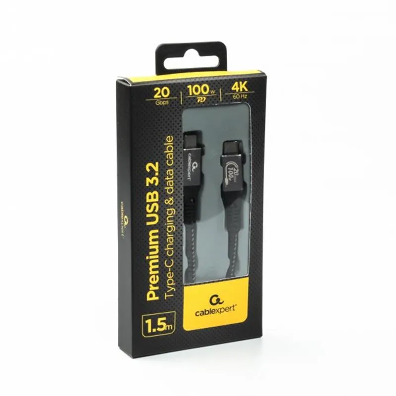 Кабель Cablexpert USB Type-C - USB Type-C (M/М), 100 Вт, 1.5 м, чорний (CCBP-USB3-CMCM100-1.5M) - мініатюра 2