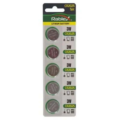 Батарейка Rablex CR2025, 3В, 5 шт - зображення 1