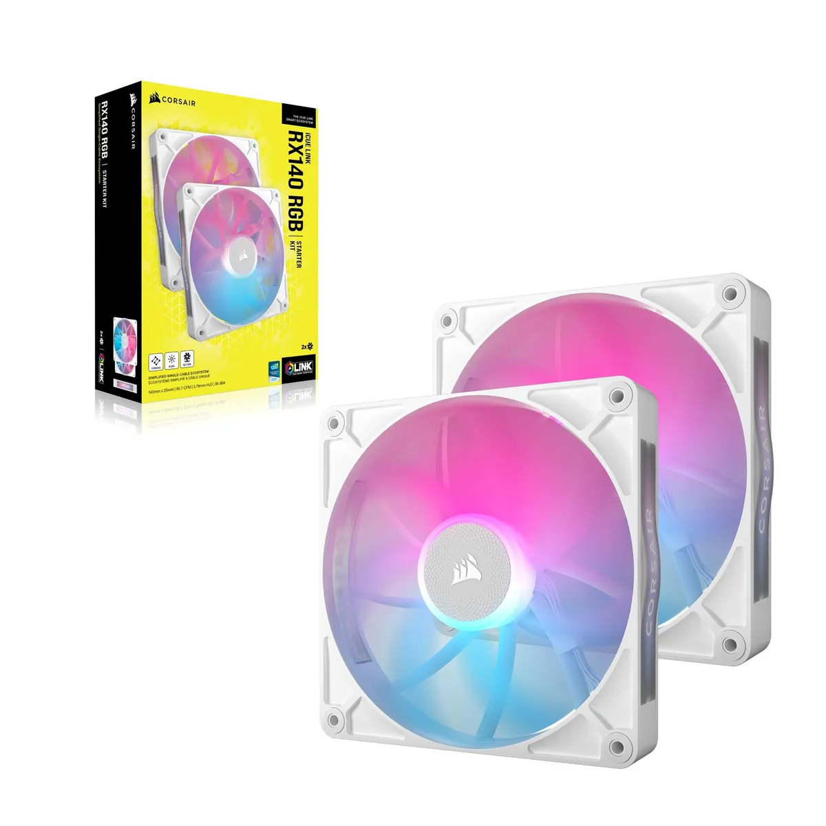 Вентилятор Corsair iCUE Link RX140 RGB PWM White Dual Pack (CO-9051024-WW) - зображення 1