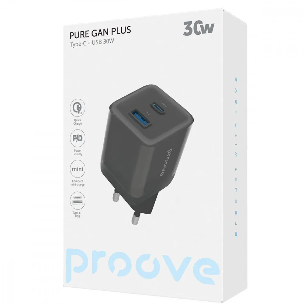 Мережевий ЗП Proove Pure GaN Plus 30W 2USB (USB-C+USB) White (WCPU30111202) - мініатюра 2