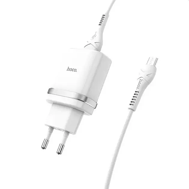 Мережевий зарядний пристрій Hoco C12Q (1USB, 3А) QC3.0 White (S23110) + кабель MicroUSB - зображення 1