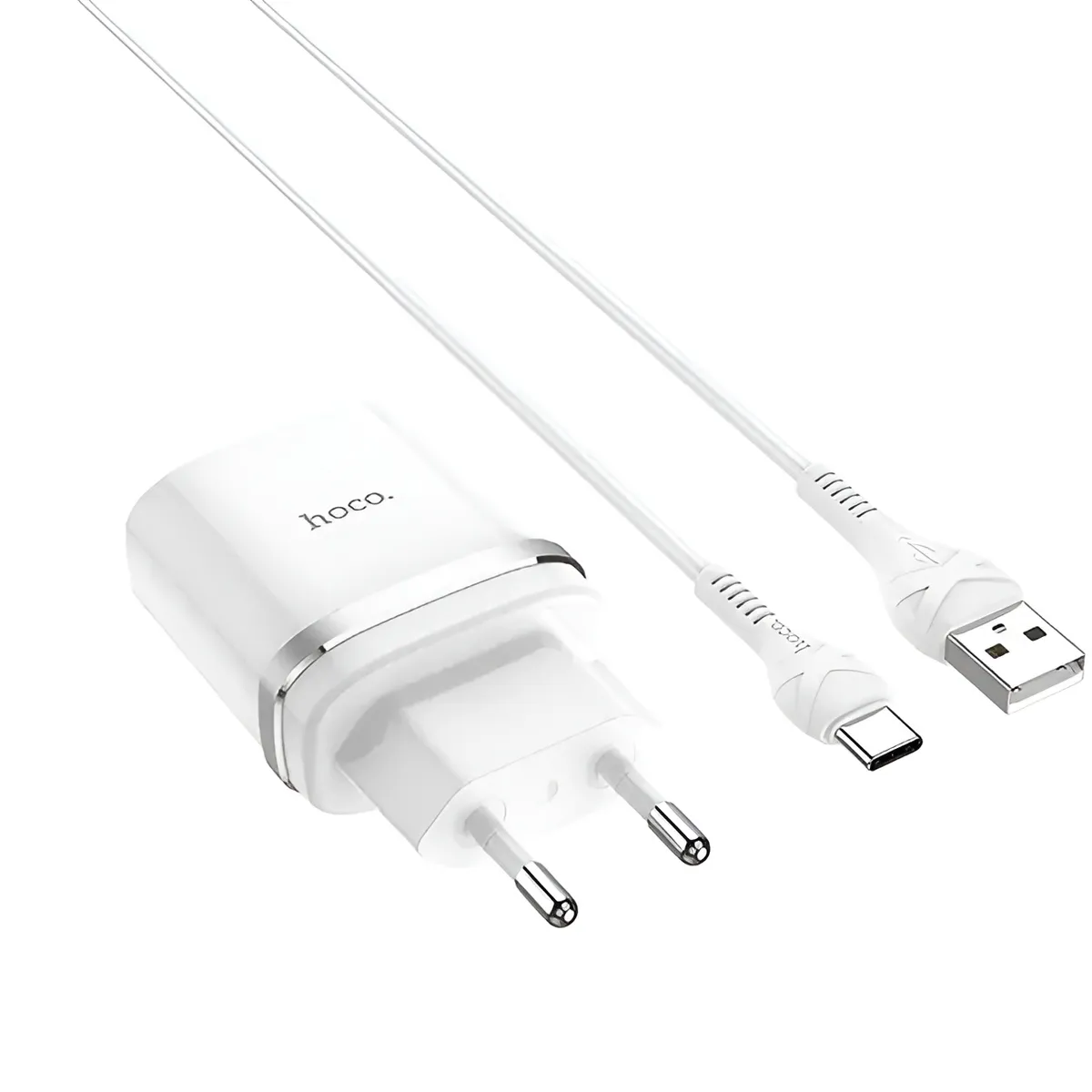 Мережевий зарядний пристрій Hoco C12Q (1USB, 3А) QC3.0 White (S23111) + кабель Type-C - мініатюра 2