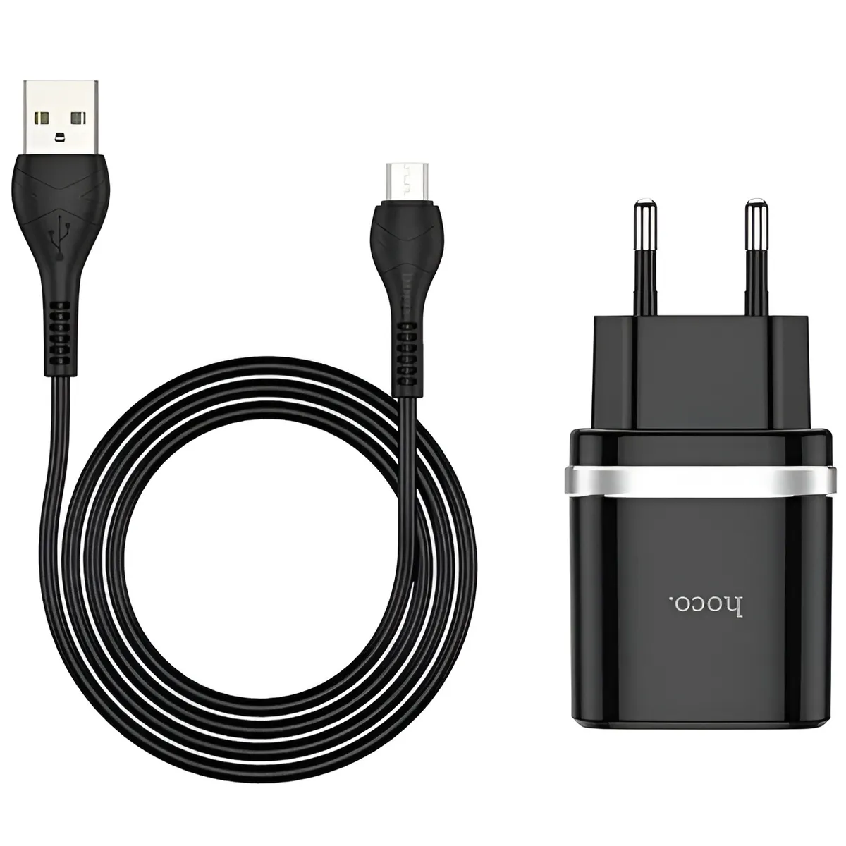 Мережевий зарядний пристрій Hoco C12Q (1USB, 3А) QC3.0 Black (S23991) + кабель Type-C - мініатюра 2