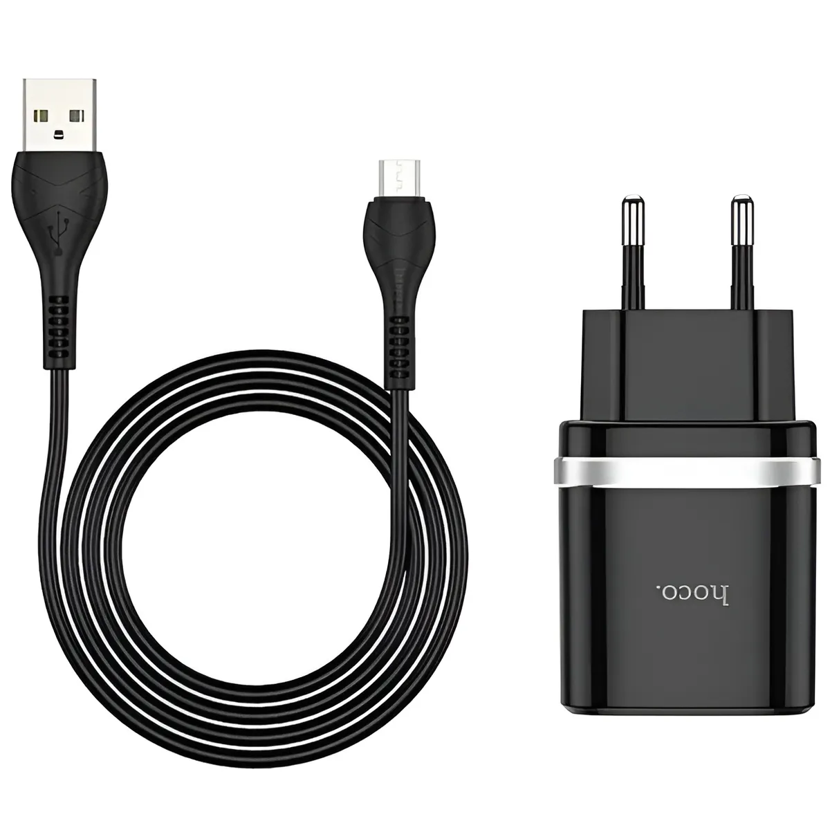 Мережевий зарядний пристрій Hoco C12Q (1USB, 3А) QC3.0 Black (S23567) + кабель MicroUSB - мініатюра 2