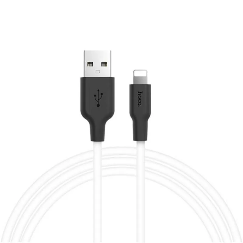 Кабель Hoco X21 Plus Silicone USB - Lightning (M/M), 1 м, Black/White (D25701) - зображення 1