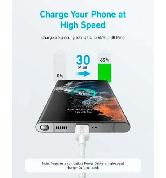 Кабель Anker 322 USB-A - USB-C, 1.8м, White (A81H6H21) - мініатюра 3