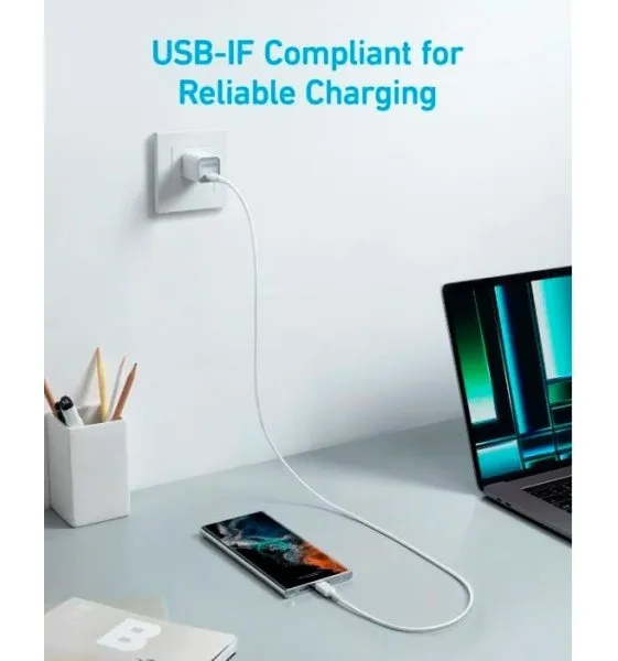 Кабель Anker 322 USB-A - USB-C, 1.8м, White (A81H6H21) - мініатюра 4